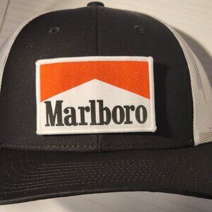 Marlboro Black White Low Profile Mesh Snapback Trucker Hat